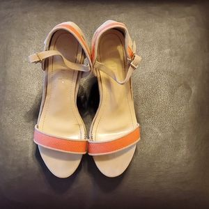 Tan and Orange Cork Wedge